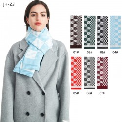 New autumn and winter woolen scarves for foreign trade, Korean-style acrylic knitted checkered scarves for male and female student couples