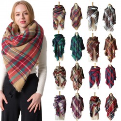 Factory direct sales of European and American autumn and winter faux cashmere large double-sided seven-color checkered square scarves, shawls and women's shawls wholesale