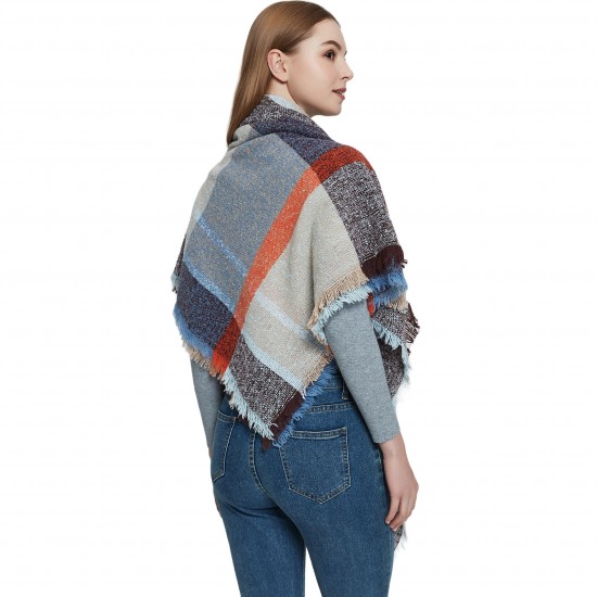 European and American autumn and winter thickened men's scarf, loop gauze, large checkered square scarf, shawl in stock manufacturer