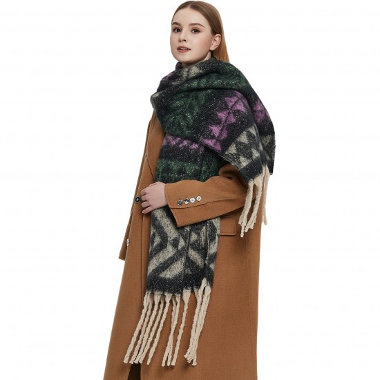 New foreign trade shawl, thickened scarf for autumn and winter in Europe and America, loop gauze, fishbone pattern, thick tassel and large jacquard scarf manufacturer New foreign trade shawl, thickened scarf for autumn and winter in Europe and America, loop gauze, fishbone pattern, thick tassel and large jacquard scarf manufacturer