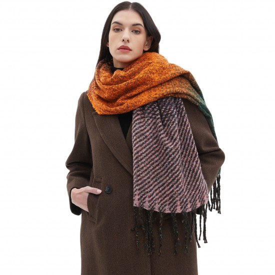 Factory direct supply of 2025 new style scarves for cross-border trade, European and American autumn and winter men's and women's gradient color scarves and shawls Factory direct supply of 2025 new style scarves for cross-border trade, European and American autumn and winter men's and women's gradient color scarves and shawls