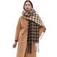 Custom manufacturer of new autumn and winter checkered scarves and shawls in Europe and America with loops, sand imitation mohair, jacquard tassels and checkered patterns