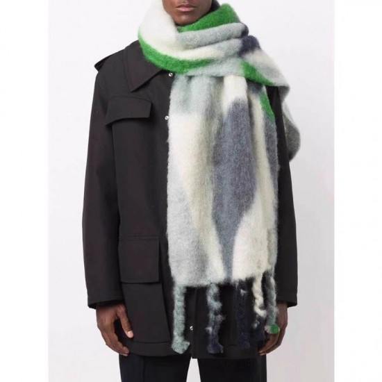 Wholesale manufacturer of new thickened men's scarves with geometric thick braids and long tassels for European and American trade in autumn and winter
