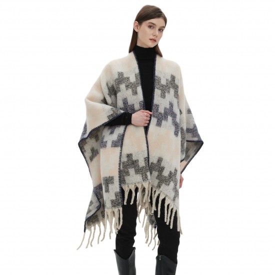 Amazon's best-selling 2025 new style European and American autumn and winter lace faux mohair thickened jacquard Great Wall shawl