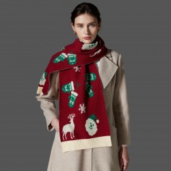 Amazon Premium Cross-border trade European and American autumn and winter new red and green Christmas scarves, deer wool knitted scarves