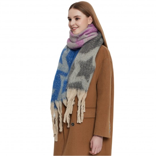 Cross-border new style shawls for export to Europe and America for autumn and winter, thickened scarf, loop yarn, thick tassel, jacquard and star-shaped scarf manufacturer