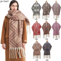 Amazon's best-selling cross-border new export European and American autumn and winter loop yarn imitation mohair large check jacquard scarf