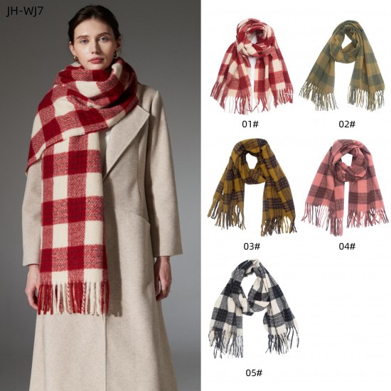 Amazon's popular foreign trade European and American autumn and winter high-end new fringed checkered scarf and shawl manufacturer