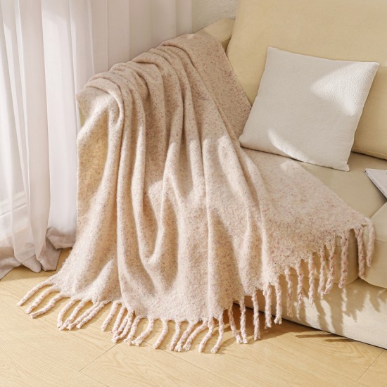 European and American autumn and winter looped yarn imitation mohair with floral tassels thickened shawl cover blanket manufacturer European and American autumn and winter looped yarn imitation mohair with floral tassels thickened shawl cover blanket manufacturer