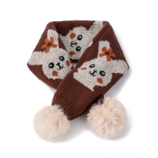 The popular autumn and winter cartoon bear rabbit with holes, children's rabbit fur ball knitted woolen scarf and neck on Amazon for foreign trade The popular autumn and winter cartoon bear rabbit with holes, children's rabbit fur ball knitted woolen scarf and neck on Amazon for foreign trade