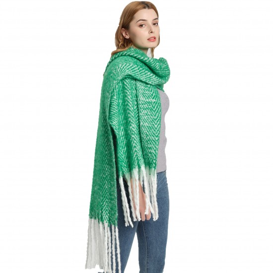 Factory direct supply for export to Europe and America, new winter circle yarn fishbone pattern thickened solid color thick tassel scarves and shawls
