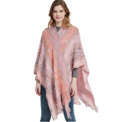 The manufacturer's new export shawl for women, European and American, spring, autumn and winter acrylic warp knitted gradient color tassel split knitted shawl