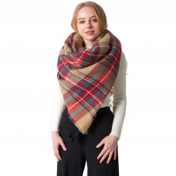 Factory direct sales of European and American autumn and winter faux cashmere large double-sided seven-color checkered square scarves, shawls and women's shawls wholesale