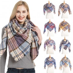 Amazon's best-selling cross-border products for spring, autumn and winter in Europe and America: loop yarn, full polyester, spiky wool, checkered triangular shawls, scarves and scarves