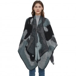 Cross-border Amazon hot export European and American autumn and winter double-sided jacquard imitation cashmere hemmed large leopard print slit shawl