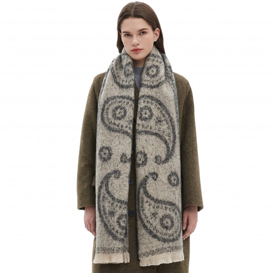 Factory direct supply of new men's and women's scarves for cross-border trade, European and American autumn and winter cashew flower jacquard scarves