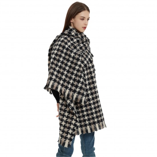 New large checkered scarf for women in autumn and winter in Europe and America, Korean version thickened dual-purpose checkered scarf shawl manufacturer New large checkered scarf for women in autumn and winter in Europe and America, Korean version thickened dual-purpose checkered scarf shawl manufacturer