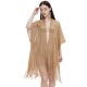 Cross-border hot foreign trade European and American new style cuff gold and silver thread tassel cape for women solid color summer transparent thin shawl