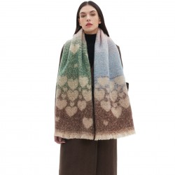 Factory direct supply of new women's scarves for export, European and American autumn and winter jacquard heart-shaped scarves with loop yarns