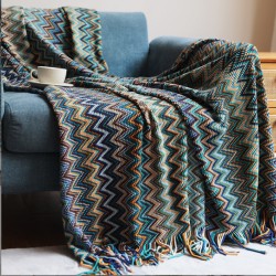 Spring and autumn Bohemian ethnic style travel shawl, summer blanket, European and American knitted blanket, office air conditioning shawl