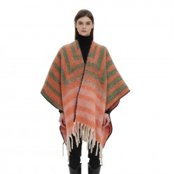 Amazon's best-selling 2025 new style European and American autumn and winter jacquard striped shawl with loop yarn imitation mohair thickening