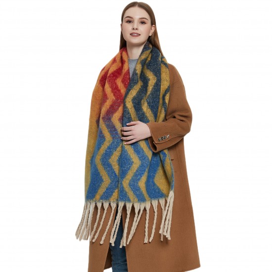 The 2023 new style of shawl for foreign trade is a thickened European and American scarf with a loop, jacquard, thick tassel and gradient wave pattern The 2023 new style of shawl for foreign trade is a thickened European and American scarf with a loop, jacquard, thick tassel and gradient wave pattern