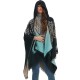 Amazon's hot foreign trade European and American spring and winter new peacock jacquard black and blue imitation cashmere hooded cape shawl Amazon's hot foreign trade European and American spring and winter new peacock jacquard black and blue imitation cashmere hooded cape shawl