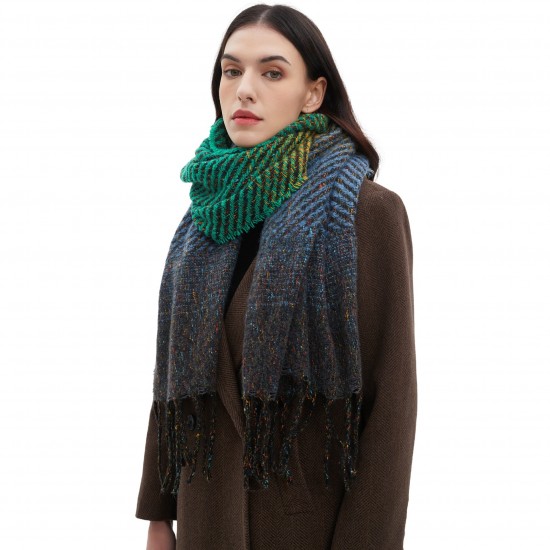 Wholesale manufacturer of cross-border new foreign trade European and American autumn and winter women's shawls with floral gradient tassel scarves Wholesale manufacturer of cross-border new foreign trade European and American autumn and winter women's shawls with floral gradient tassel scarves