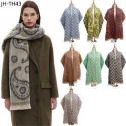 Factory direct supply of new men's and women's scarves for cross-border trade, European and American autumn and winter cashew flower jacquard scarves