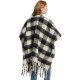Amazon export European and American autumn and winter black checkered loop yarn imitation mohair thickened tassel shawl custom manufacturer