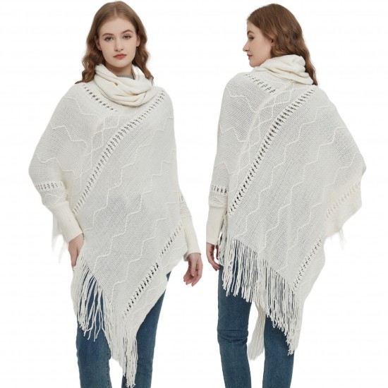 The manufacturer's new export set of clothing for European and American autumn and winter, with a beige openwork collar, long sleeves, tassel cape and shawl The manufacturer's new export set of clothing for European and American autumn and winter, with a beige openwork collar, long sleeves, tassel cape and shawl