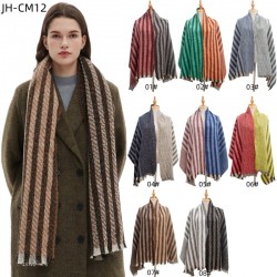 Factory direct supply cross-border best-selling foreign trade scarves, European and American autumn and winter new tweed striped scarves and shawls