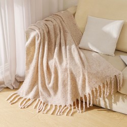 European and American autumn and winter looped yarn imitation mohair with floral tassels thickened shawl cover blanket manufacturer