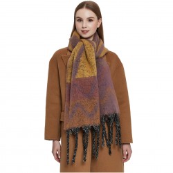 New thick beard shawl for foreign trade, European and American autumn and winter, thickened loop yarn, wavy pattern large jacquard thick tassel scarf