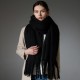 New winter thickened loop yarn imitation mohair coarse tassel solid color black scarf and shawl for foreign trade to Europe and America are in stock New winter thickened loop yarn imitation mohair coarse tassel solid color black scarf and shawl for foreign trade to Europe and America are in stock