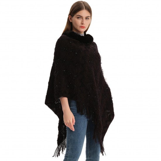 Factory direct supply for export to Europe, America, spring, autumn and winter, sequined solid-color pullover, wool-neck shawl wholesale, knitted cape Factory direct supply for export to Europe, America, spring, autumn and winter, sequined solid-color pullover, wool-neck shawl wholesale, knitted cape