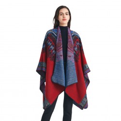 Factory direct supply for export to Europe and America Autumn and Winter 2025 new women's faux cashmere ethnic style jacquard red shawls