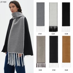 Amazon's popular mid-to-high-end European and American autumn and winter new double-sided tweed solid color tassel scarf manufacturer