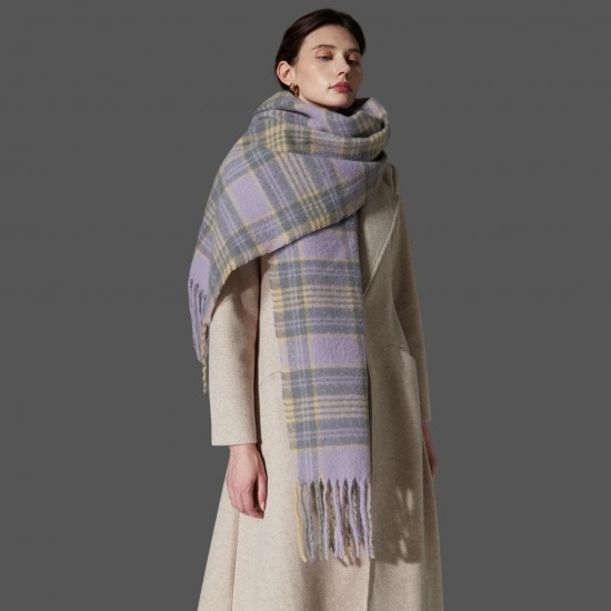 Amazon Export Europe and America 2024 Autumn/Winter high-end style new wide and thick checkered scarf shawl manufacturer Amazon Export Europe and America 2024 Autumn/Winter high-end style new wide and thick checkered scarf shawl manufacturer