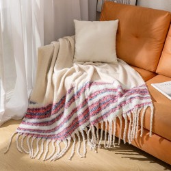 New foreign trade European and American autumn and winter thickened solid color woven large shawl, office blanket, sofa blanket