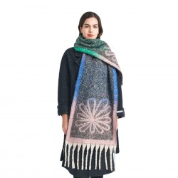 Cross-border Amazon bestseller, new autumn and winter European and American style scarf with loop yarn imitation horsehair jacquard flowers