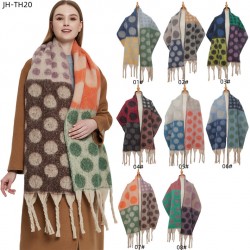 New thickened scarf, loop yarn, thick tassel, jacquard and large polka dot scarf and shawl for foreign trade in Europe and America in autumn and winter