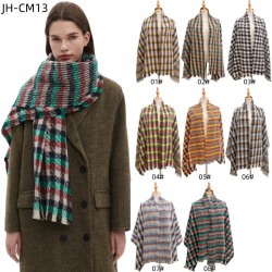 Amazon's popular cross-border export European and American autumn and winter new tweed short beard small check scarf shawl manufacturer