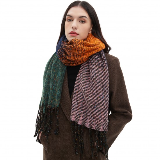 Factory direct supply of 2025 new style scarves for cross-border trade, European and American autumn and winter men's and women's gradient color scarves and shawls Factory direct supply of 2025 new style scarves for cross-border trade, European and American autumn and winter men's and women's gradient color scarves and shawls