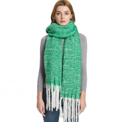 Factory direct supply for export to Europe and America, new winter circle yarn fishbone pattern thickened solid color thick tassel scarves and shawls