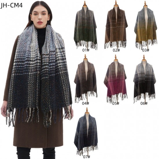 Factory direct supply of new style scarves for cross-border trade, European and American autumn and winter with floral gradient tassel scarves and shawls Factory direct supply of new style scarves for cross-border trade, European and American autumn and winter with floral gradient tassel scarves and shawls