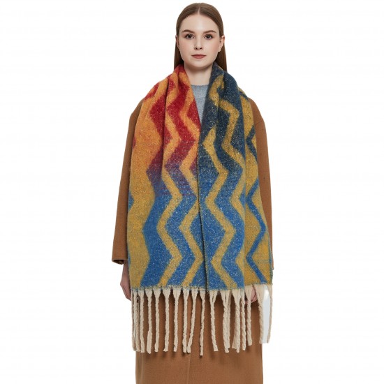 The 2023 new style of shawl for foreign trade is a thickened European and American scarf with a loop, jacquard, thick tassel and gradient wave pattern The 2023 new style of shawl for foreign trade is a thickened European and American scarf with a loop, jacquard, thick tassel and gradient wave pattern