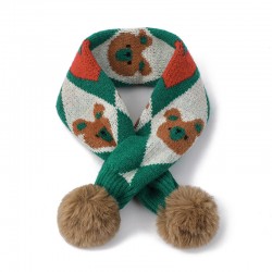 The popular autumn and winter cartoon bear rabbit with holes, children's rabbit fur ball knitted woolen scarf and neck on Amazon for foreign trade