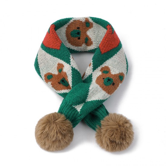 The popular autumn and winter cartoon bear rabbit with holes, children's rabbit fur ball knitted woolen scarf and neck on Amazon for foreign trade The popular autumn and winter cartoon bear rabbit with holes, children's rabbit fur ball knitted woolen scarf and neck on Amazon for foreign trade