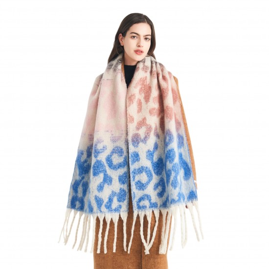 Cross-border Amazon bestseller, new autumn and winter style of European and American jacquard leopard print scarf with loop yarn imitation horsehair